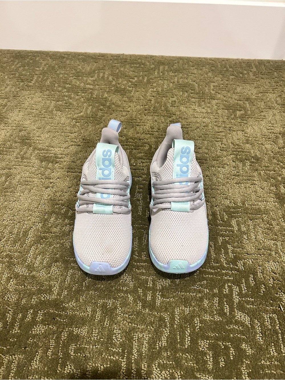adidas Kids Gray Sneakers with Light Blue Accents